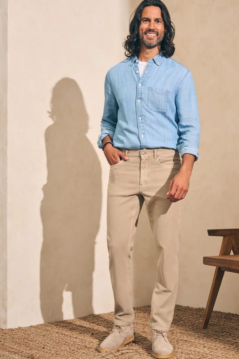 Faherty Brand Stretch Terry 5 Pocket - Desert Khaki - Archery Close Men's