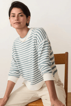 Suki Crewneck Sweater in Topaz Stripe - Marine Layer - Archery Close