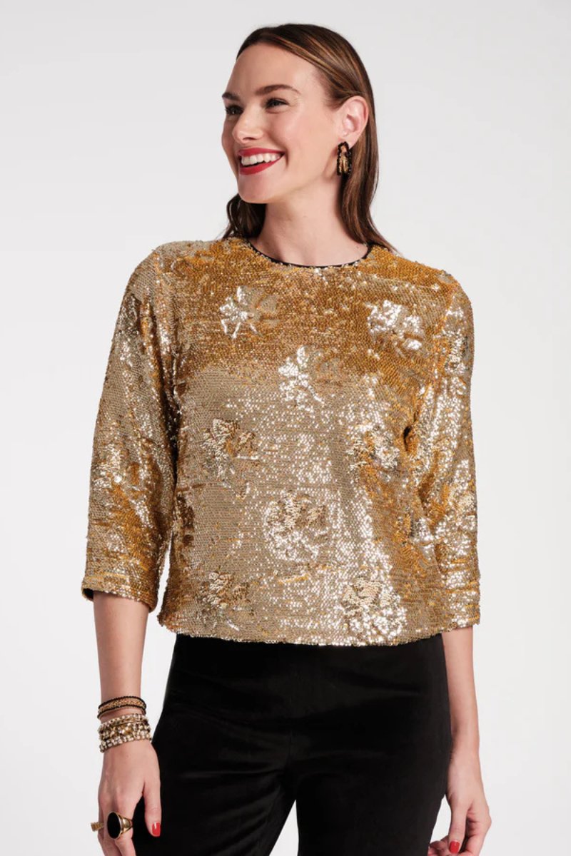 Taylor Sequin Top in Gold - Frances Valentine - Archery Close