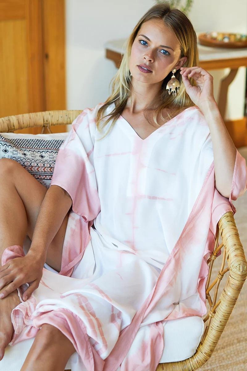 Tie Dye Caftan in Muted Clay - Emerson Fry - Archery Close