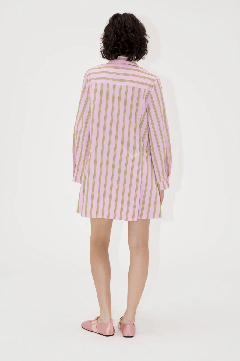 Tuck Sleeve Tunic Dress in Wallpaper Stripe - Stine Goya - Archery Close