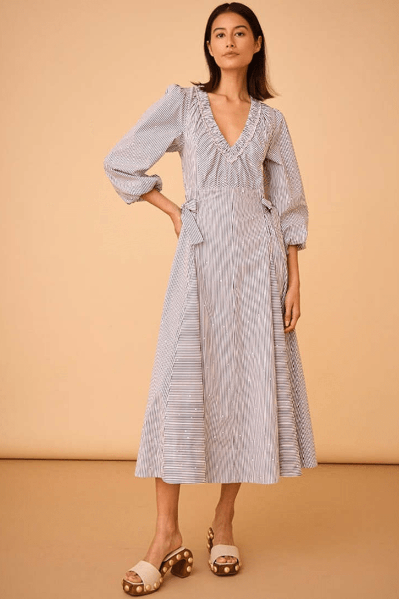 Vera Dress in Embellished Croquet Stripe - Hunter Bell - Archery Close