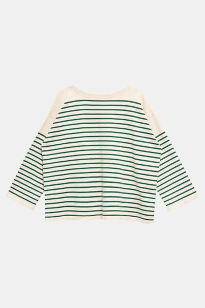 Ashe stripe sweater - in natural / jungle green - DemyLee - Archery Close
