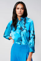 Gathered Blouse in Cobalt Floral - Smythe - Archery Close